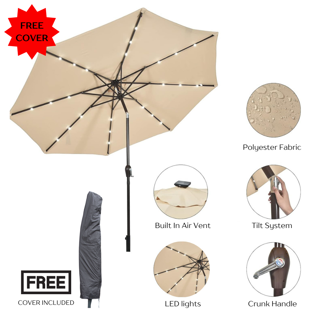 LED Lights Umbrella - Ecru