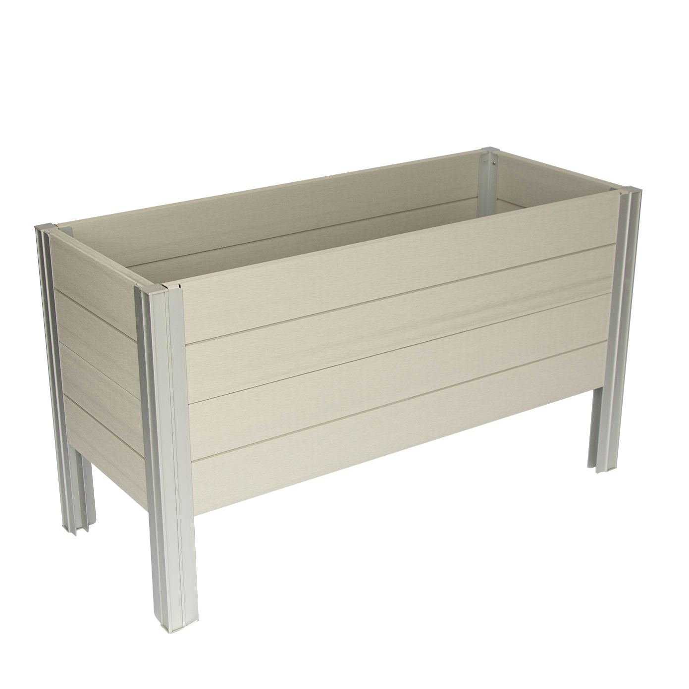 Winawood Wood Effect Rectangular Raised Planter - Stone Grey