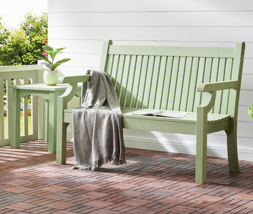 Winawood Sandwick 2 Seater Wood Effect Bench - Duck Egg Green