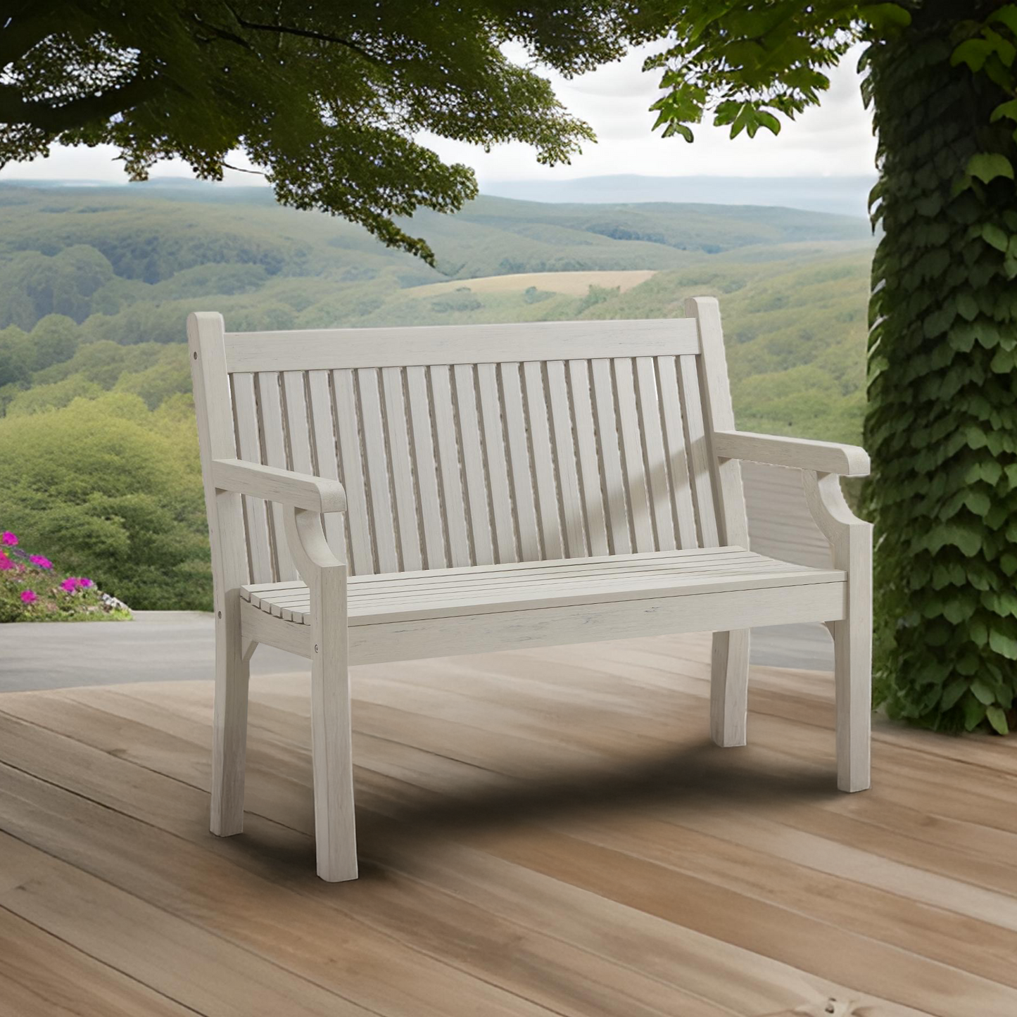 Winawood Sandwick 2 Seater Wood Effect Bench - Stone Grey