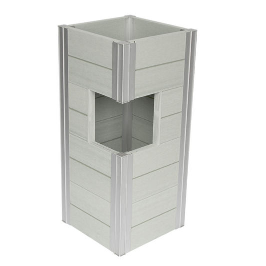 Winawood Wood Effect Pillar Planter - Stone Grey