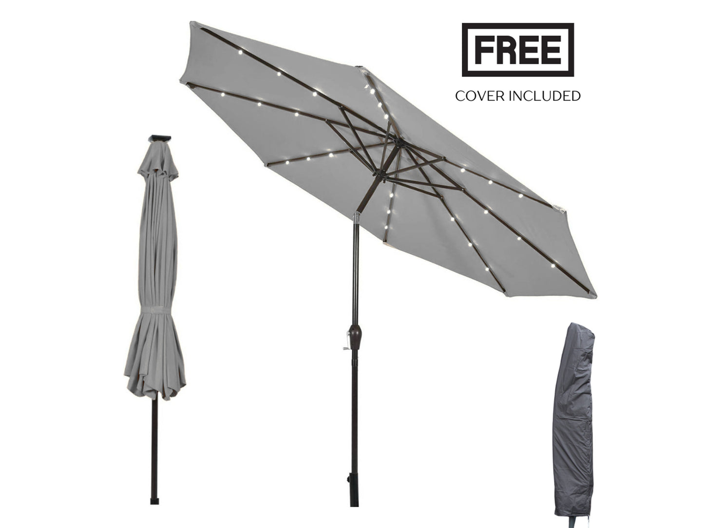 LED Lights Umbrella - Grey